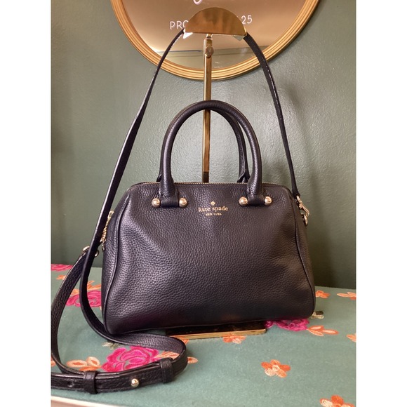 kate spade Handbags - Kate Spade Black Pebbled Leather Satchel Crossbody Bag Gold Hardware PXRU5510